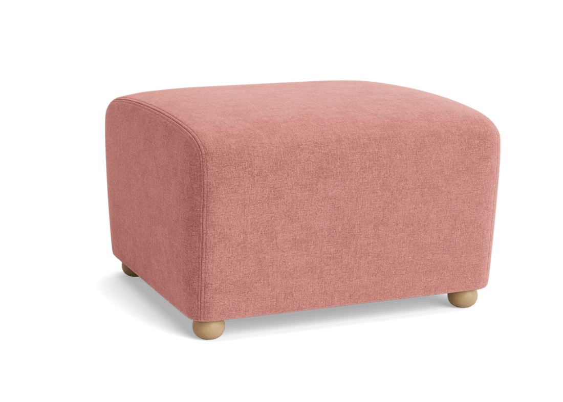 Nightcap Footstool - Rectangle - Chenille - Strawberry Milkshake - Pink - Light Oak Legs
