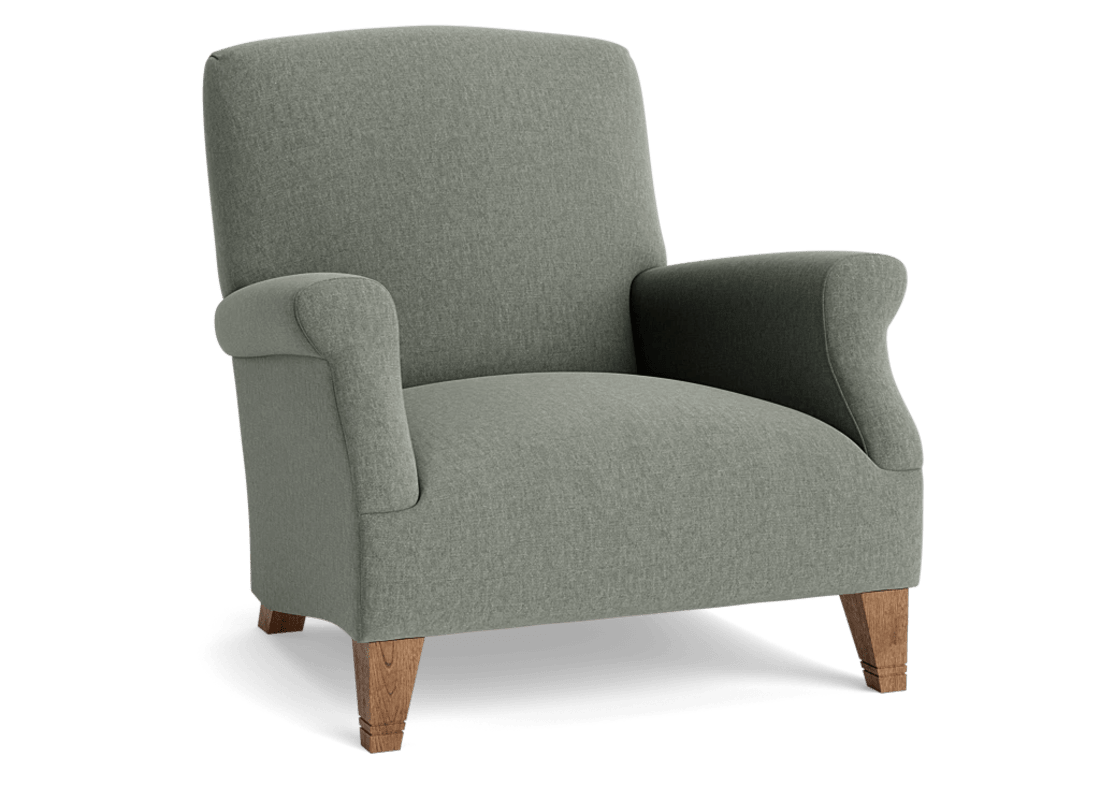 Slowback Accent Chair - Accent Chair - Linen - Pear Drop - Dark Oak Legs