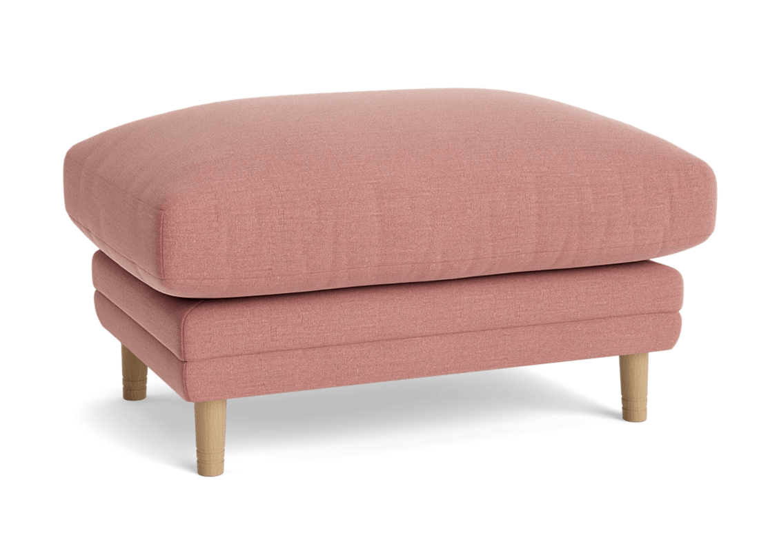 Squisharoo Footstool - Rectangle - Linen - Pudding Pink - Light Oak Legs