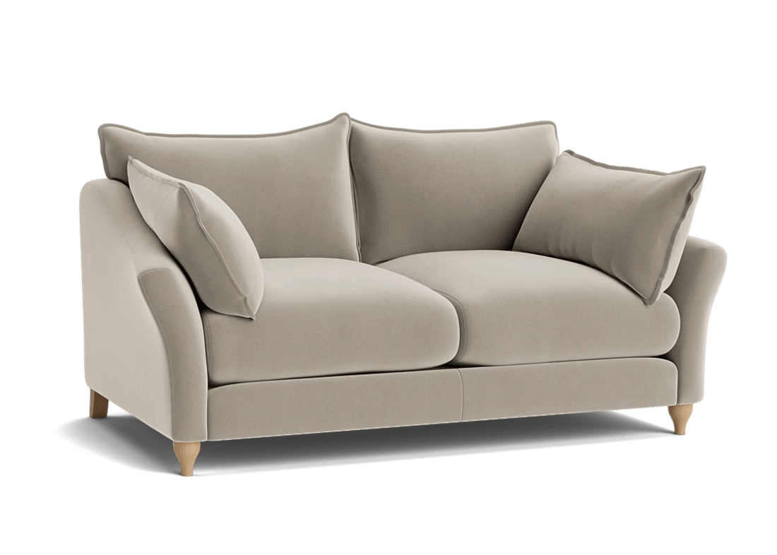 Brioche Sofa  - Small - Velvet - Pudding Spoon - Light Oak Legs