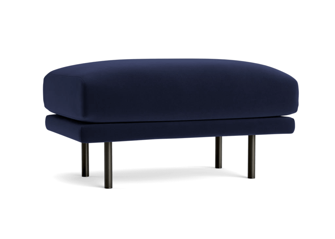 Jeffers Footstool - Rectangle - Clever Velvet - Pen Nib Blue