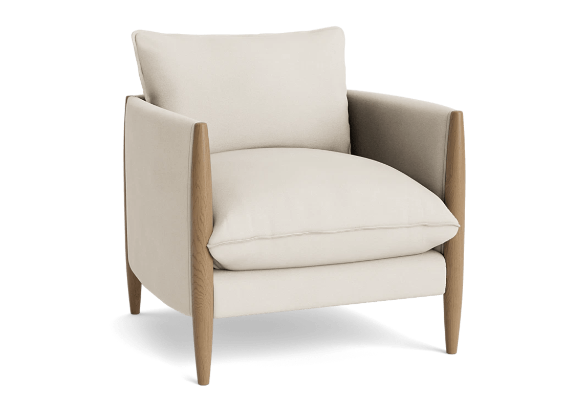 Spencer Accent Chair - Accent Chair - Twill - Whipped Cream - White - Light Oak