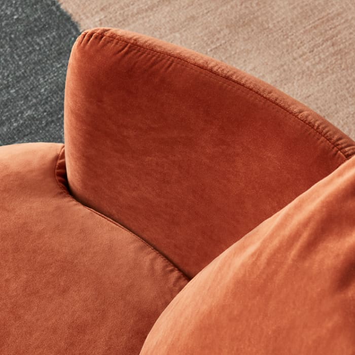 Dunkins Swivel Accent Chair in Broken Pot Orange Velvet