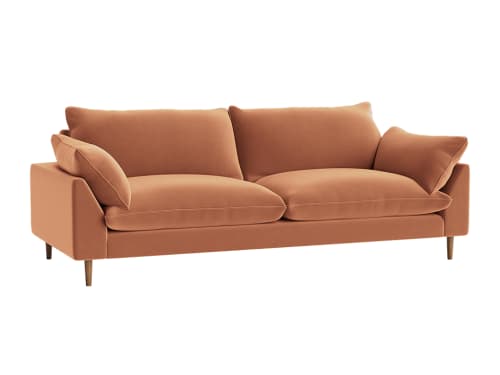 Slow Riser Sofa- Large - Clever Velvet - Treacle Sponge - Dark Oak Legs