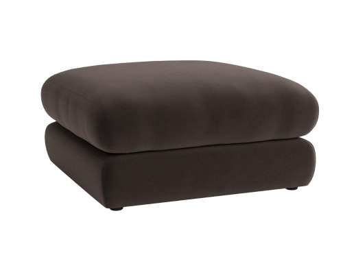 Wodge Footstool - Medium Square - Clever Velvet - Coal Scuttle