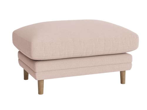 Squisharoo Footstool - Rectangle - Clever Slubby Cotton - Strawberry Mousse - Light Oak Legs
