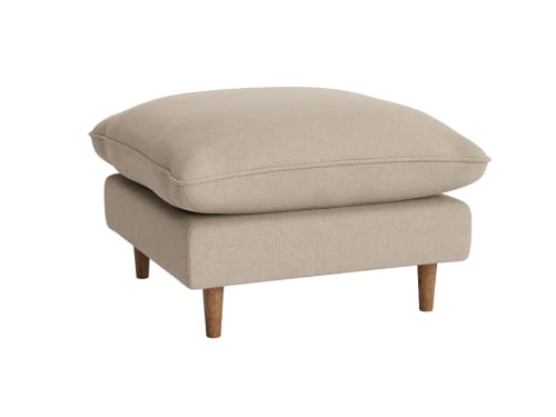 Slow Riser Footstool - Square - Clever Linen - Mushroom Stalk - Dark Oak Legs