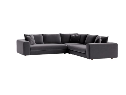 Big Easy Corner Sofa - Even Sided - Clever Velvet - Wire Wool - Dark Oak Legs
