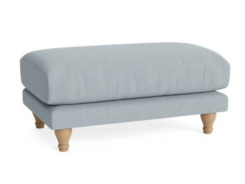 Bear Hug Footstool - Rectangle - Slubby - Breezy - Light Oak Legs
