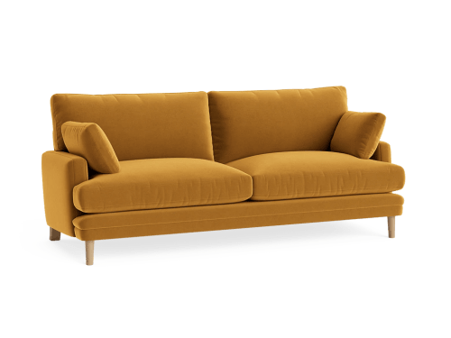 Squisharoo Sofa - Large - Velvet - Butterscotch - Light Oak Legs