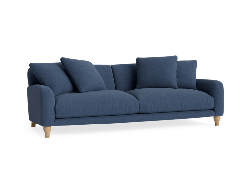 Bear Hug Sofa  - Extra Large - Linen - Cook Book Blue - Light Oak Legs