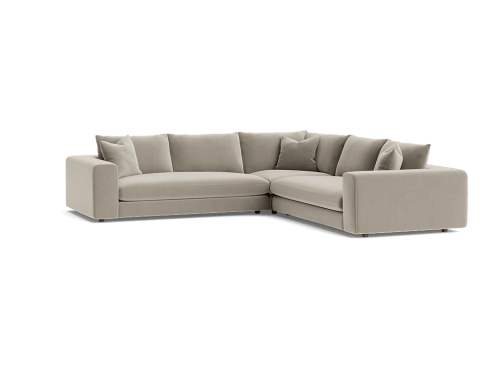 Big Easy Corner Sofa - Even Sided - Velvet - Pudding Spoon - Light Oak Legs