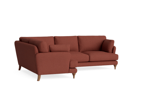 Smithy Corner Sofa - Large Left Hand - Clever Slubby Linen - Brick Dust - Light Oak Legs