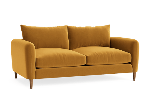Squishmeister Sofa - Medium - Velvet - Butterscotch - Dark Oak Legs