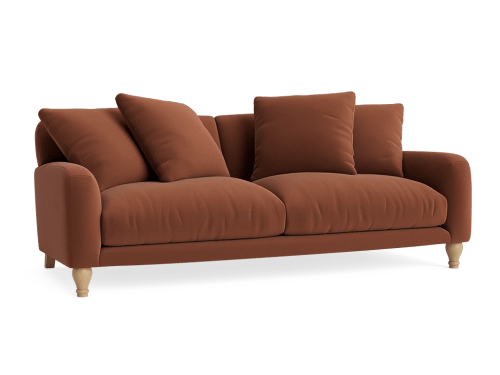 Bear Hug Sofa  - Large - Velvet - Chocolate Chops - Light Oak Legs
