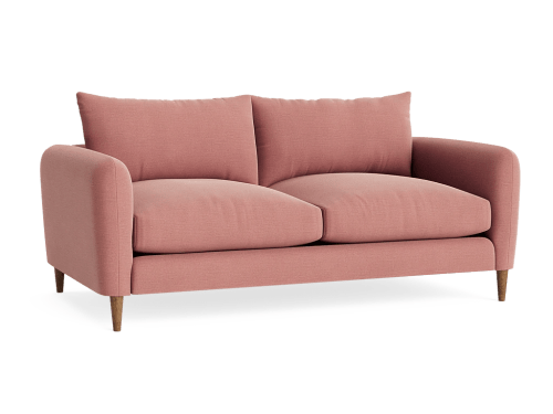 Squishmeister Sofa - Medium - Linen - Pudding Pink - Dark Oak Legs