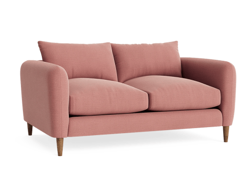 Squishmeister Sofa - Small - Linen - Pudding Pink - Dark Oak Legs