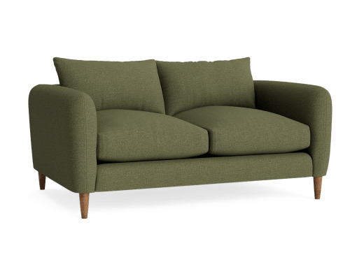 Squishmeister Sofa - Small - Clever Slubby Linen - Green Plumage - Dark Oak Legs