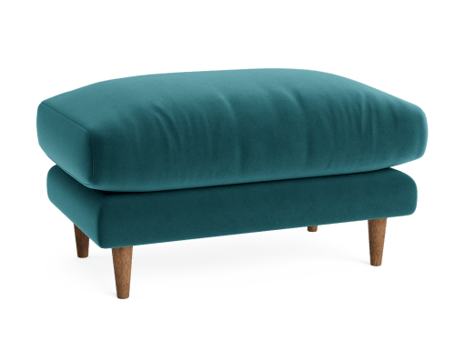Squishmeister Footstool - Standard - Velvet - Rockpool - Light Oak Legs