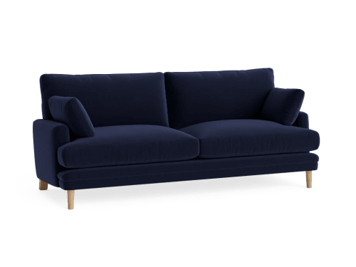 Squisharoo Sofa - Large - Clever Velvet - Pen Nib Blue - Light Oak Legs