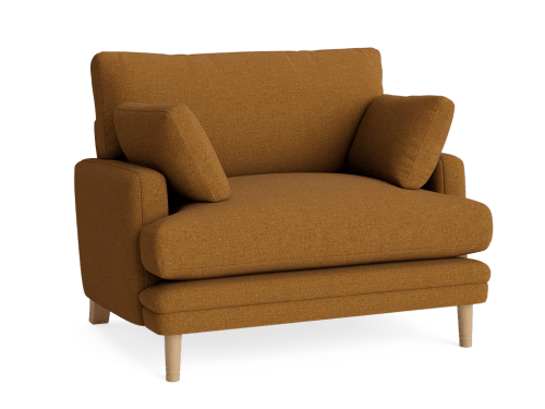 Squisharoo Love Seat - Loveseat - Clever Slubby Linen - Treacle Tart - Light Oak Legs
