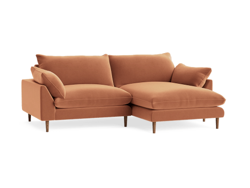 Slow Riser Chaise - Large Right Hand - Clever Velvet - Treacle Sponge - Dark Oak Legs