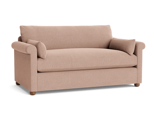 Queenie Sofa - Medium - Clever Laundered Linen - Pink Pantry - Dark Oak Legs
