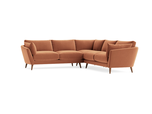 Groover Corner Sofa - Even Sided - Clever Velvet - Treacle Sponge - Dark Oak Legs