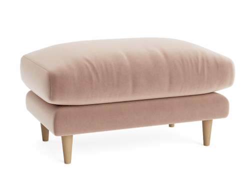 Squishmeister Footstool - Standard - Velvet - Milky Tea - Light Oak Legs