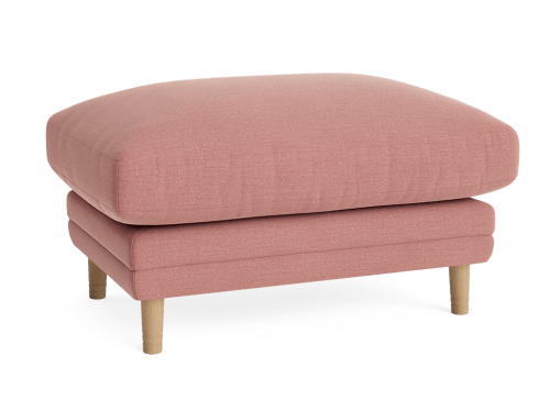 Squisharoo Footstool - Rectangle - Linen - Pudding Pink - Light Oak Legs