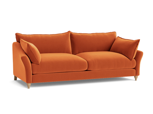 Brioche Sofa  - Large - Velvet - Bobbing Buoy - Orange - Light Oak Legs