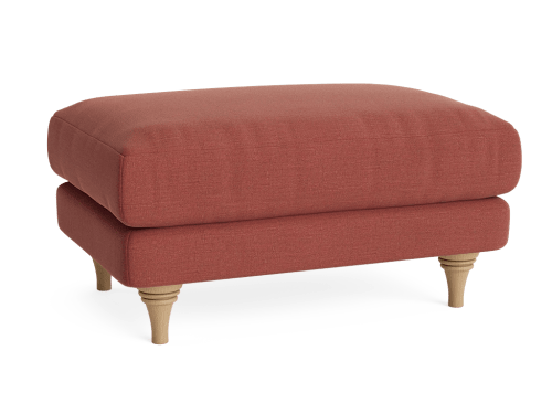 Smithy Footstool - Rectangle - Linen - Summer Pudding - Light Oak Legs