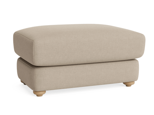 Smooch Footstool - Rectangle - Linen - Mushroom Stalk - Light Oak Legs