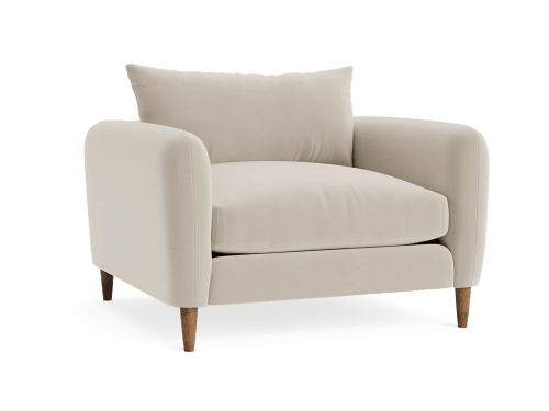 Squishmeister Love Seat - Loveseat - Velvet - Passing Cloud - Grey - Dark Oak Legs