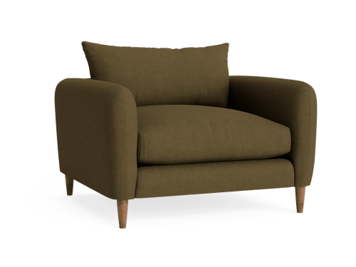 Squishmeister Love Seat - Loveseat - Linen - Early Edition Waxed Jacket - Dark Oak Legs