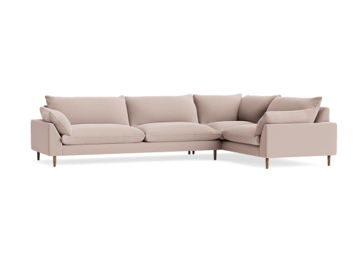 Slow Riser Corner - Extra Large Right Hand - Velvet - Ballet Slipper - Dark Oak Legs