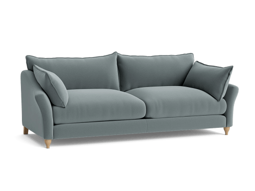 Brioche Flat-Packed Sofa - Large - Velvet - Flint Stone - Light Oak Legs