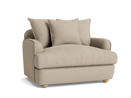 Smooch Love Seat - Loveseat - Linen - Mushroom Stalk - Light Oak Legs
