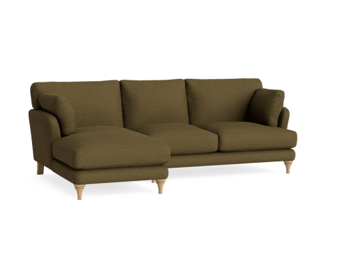 Smithy Chaise Sofa - Extra Large Left Hand - Linen - Early Edition Waxed Jacket - Light Oak Legs