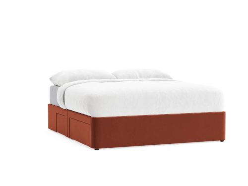 Side Stash 1.5 Drawer Bed - Superking - Velvet - Broken Pot - Orange