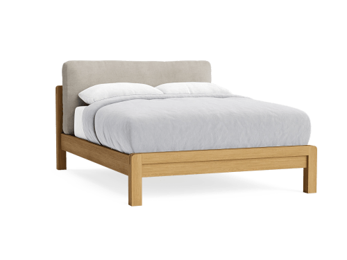 Slumberbatch Bed in Natural Cotton Linen - Double - Light Oak