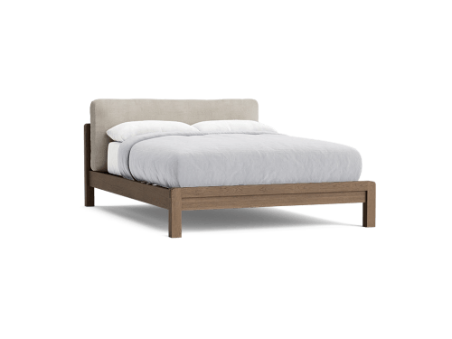 Slumberbatch Bed in Natural Cotton Linen - King - Dark Oak