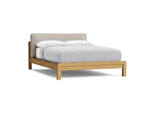 Slumberbatch Bed in Natural Cotton Linen - King - Light Oak