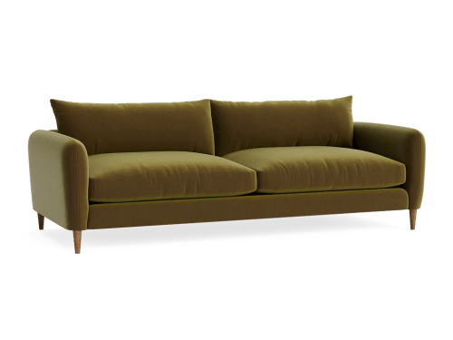 Squishmeister Sofa - Extra Large - Velvet - Pressed Olives - Green - Dark Oak Legs
