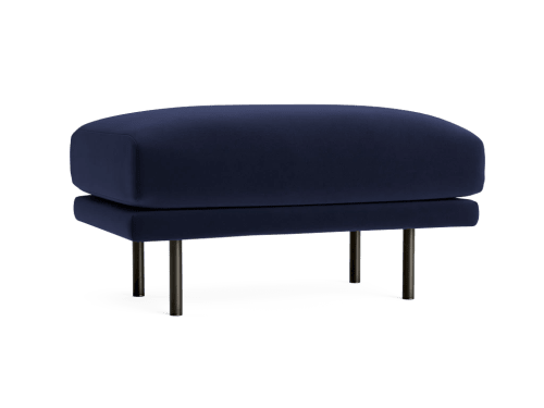 Jeffers Footstool - Rectangle - Clever Velvet - Pen Nib Blue