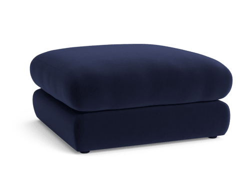 Wodge Footstool - Medium Square - Clever Velvet - Pen Nib Blue
