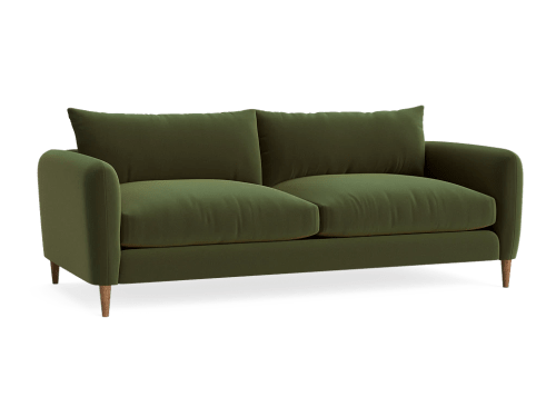 Squishmeister Sofa - Large - Velvet - Potted Plant - Green - Dark Oak Legs