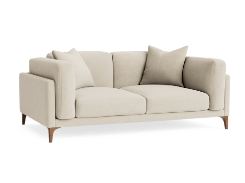 Basecamp Sofa - Medium - Chenille - Whipped Cream - White - Dark Oak Legs