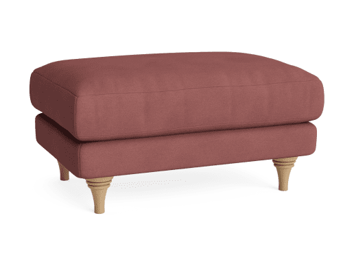 Smithy Footstool - Rectangle - Twill - Berry Jelly - Light Oak Legs