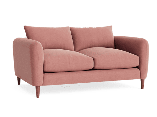 Squishmeister Sofa - Small - Linen - Pudding Pink - Dark Oak Legs
